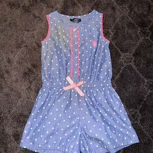 U.S. Polo Assn. Toddler Girl Blue Polka Dot Romper Size (M)5